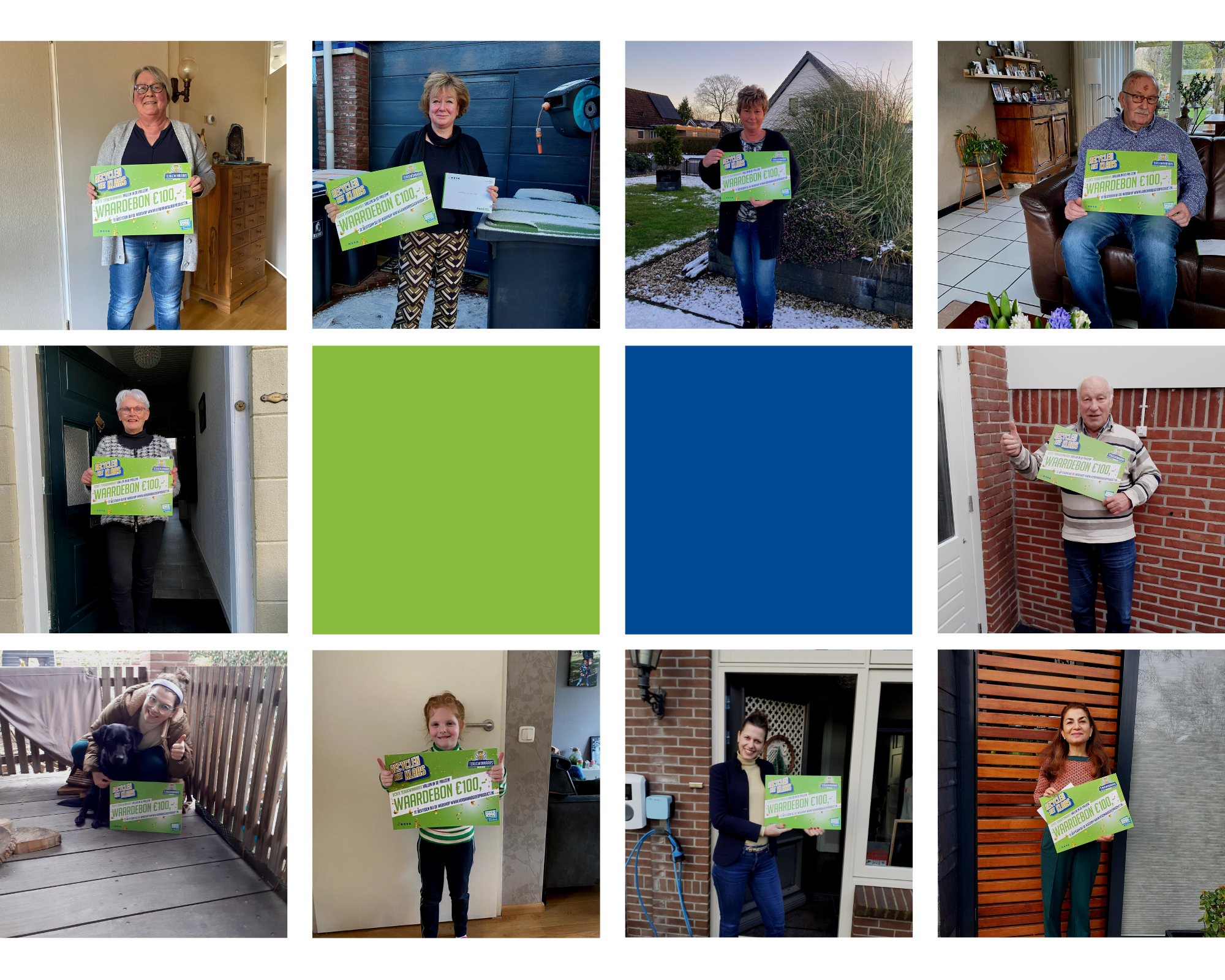 De winnaars van links naar rechts: Anita, Carolina, Monique, Timen, Klaasje, Frits, Nora, Emma, Anne en Farnaz.
